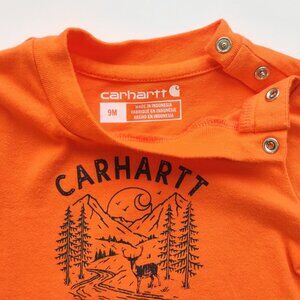 Carhartt Baby Onsie Long Sleeve Orange Outdoor Graphic & Logo NWOT 9 Month